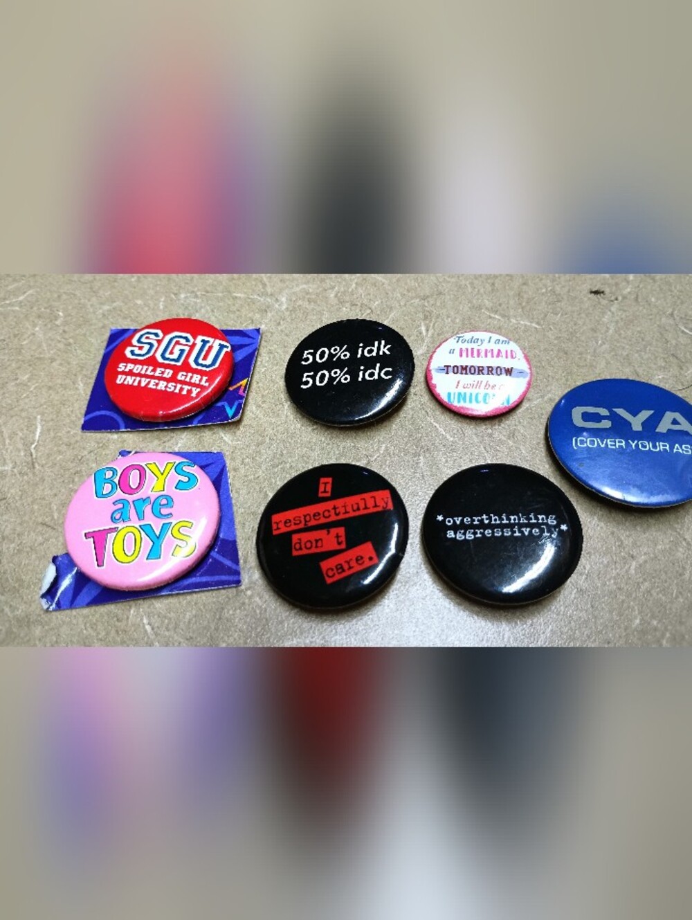 Assorted Enamel Pin Button Set - Pink, Black, Blue
